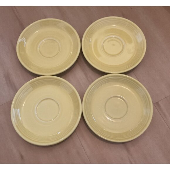 Set Of 4 Homer Laughlin Fiesta Yellow Coffee Tea Saucers - Picture 1 of 5